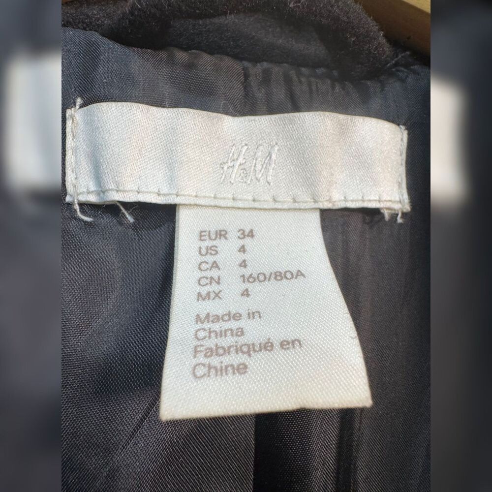 Black H&M Double Breasted Peacoat Size 4 EUC - Picture 5 of 5